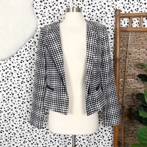 L’Agence | Grid Print Moto Style Black White Designer Work Blazer Jacket 4